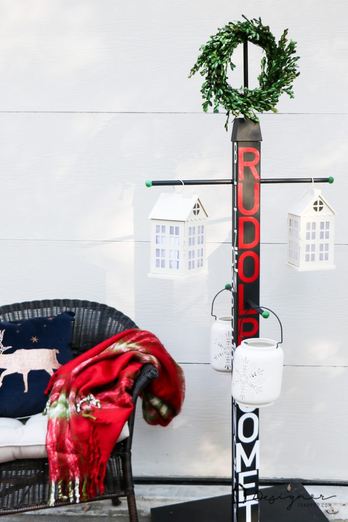 No mantel? No problem. You can hang Christmas stockings without a mantel. This DIY stocking holder stand is the perfect solution and this full tutorial makes it look so easy. #DIYworkshop #sponsored