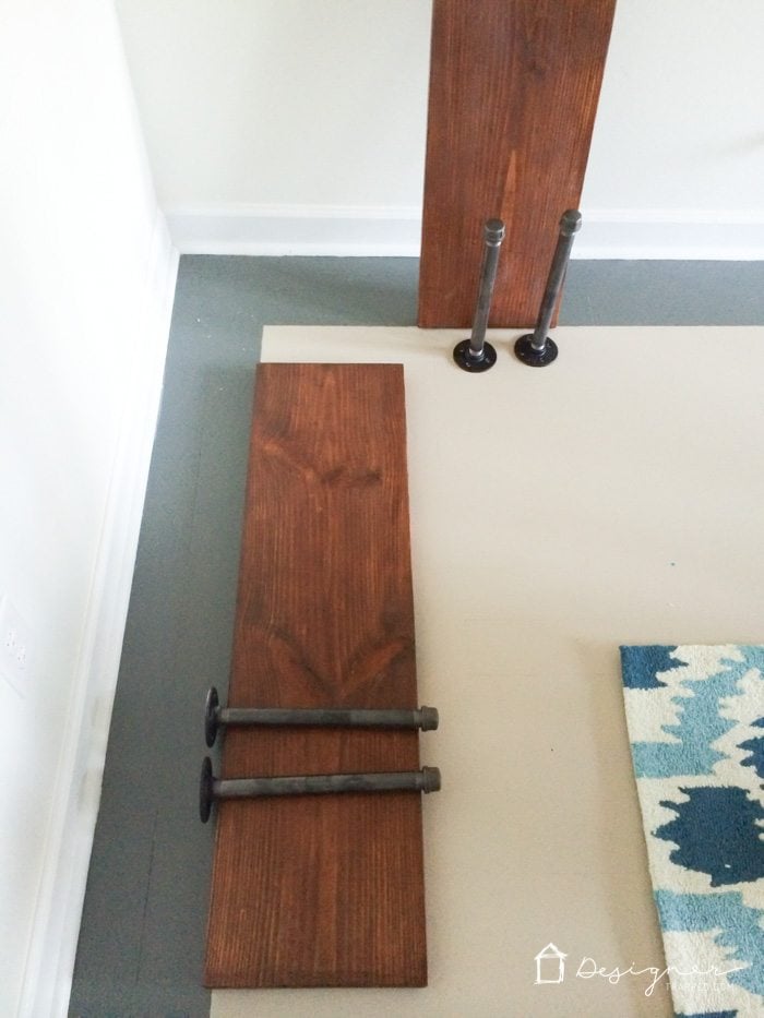 Wall mounted Solid Wood and Pipe shoe rack