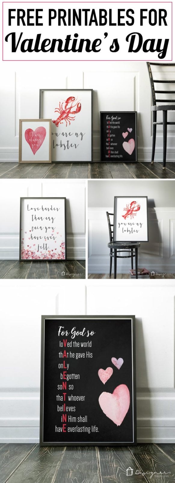 OMG, these really are the best Valentine's Day printables I have ever seen! They are perfect. And I love that they are free Valentine's printables. Can't wait to print them off and frame a few this year!
