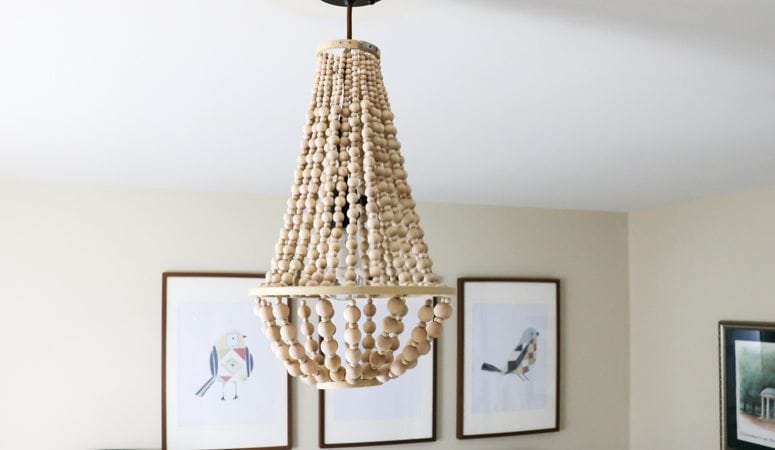 diy chandelier from wood beads