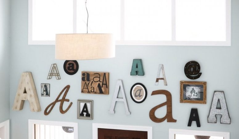 OMG! I am obsessed with this gorgeous wall full of typography art! How fun to pick your last name initial and create a monogram gallery wall. And this blogger shares the best sources for where to find large wall letters! Saving!