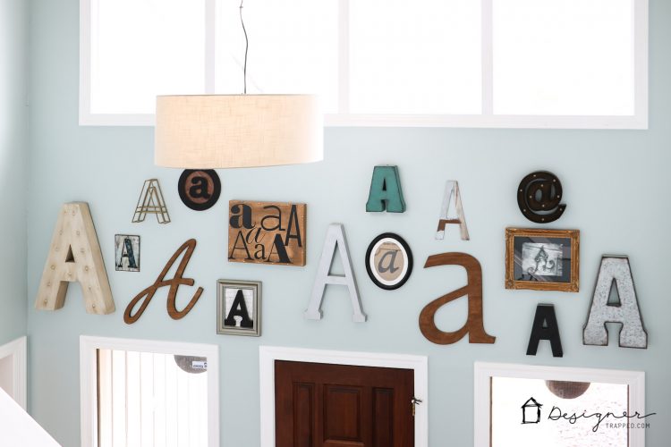 OMG! I am obsessed with this gorgeous wall full of typography art! How fun to pick your last name initial and create a monogram gallery wall?! And this blogger shares the best sources for where to find large wall letters! Saving!