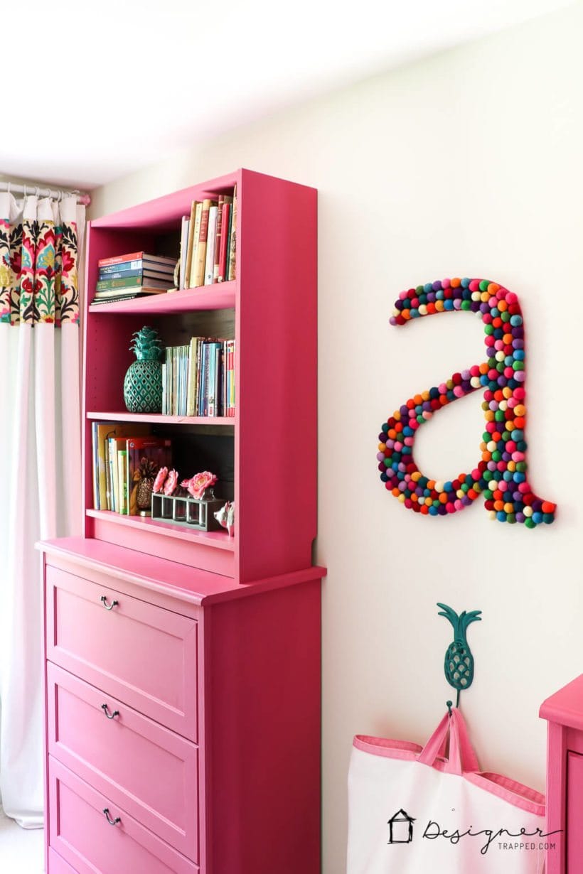 girl bedroom with pink painted ikea furniture