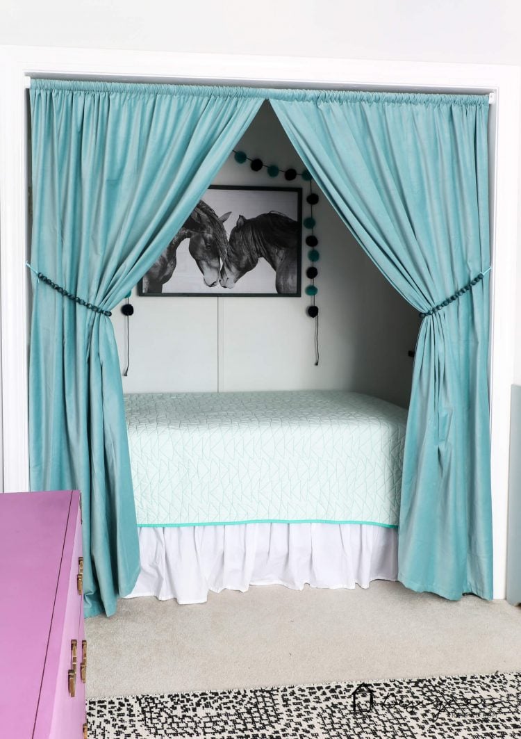 kids bed in closet