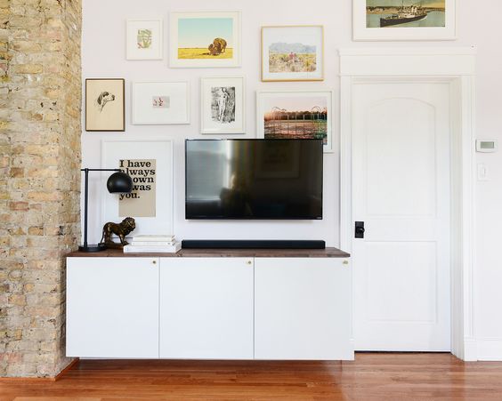 gallery wall in modern loft space