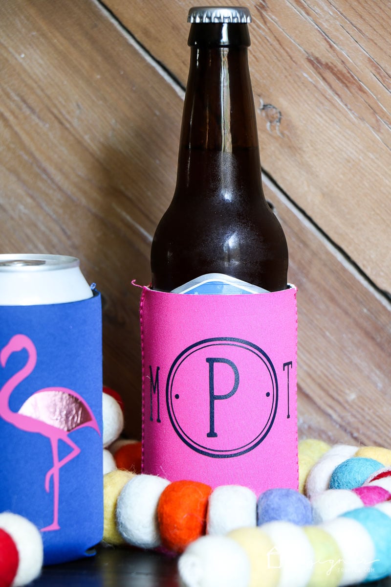 DIY personalized koozies are fun to create and make awesome gifts! Follow this easy, step-by-step tutorial to make your own. #koozies #diykoozies