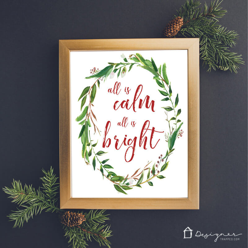 all is calm all is bright free christmas printable