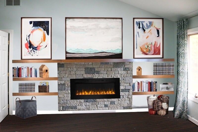 diy electric fireplace planning mockup