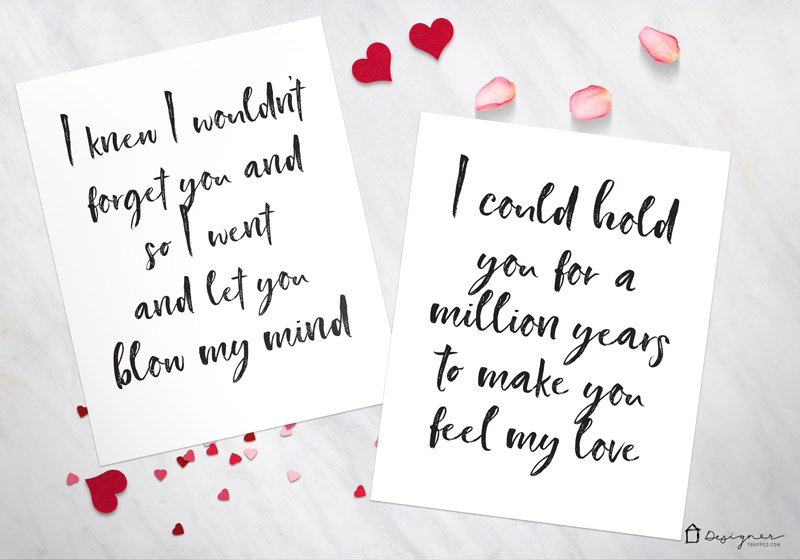 These free Valentine's printables are a perfect way to add some Valentine's Day decor to your home without spending a dime! These Valentine's printables feature modern song lyrics. So sweet!