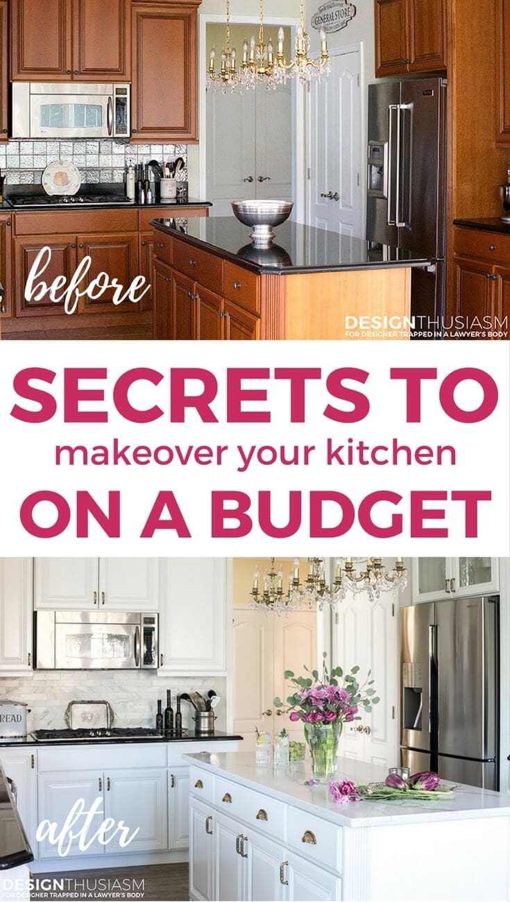 It is easier than you think to take your kitchen from builder grade to gorgeous on a budget! These kitchen makeover secrets will save you money and give you great ideas!