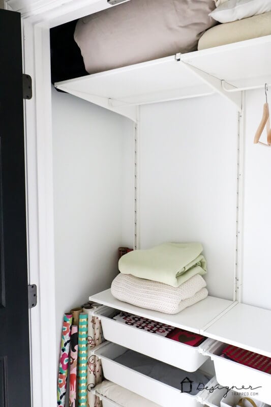 DIY closet system installed in bedroom closet
