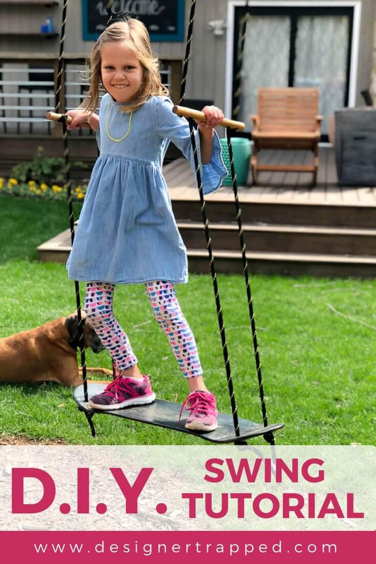 This DIY swing is a perfect addition to any back yard. It's easy to make and can be used as a standing swing or a sitting swing. All you need is a tree to attach it to! Make one for your kids with this easy tutorial.