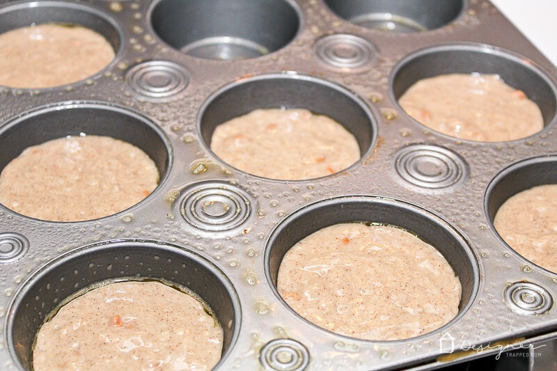 apple muffin batter in tins