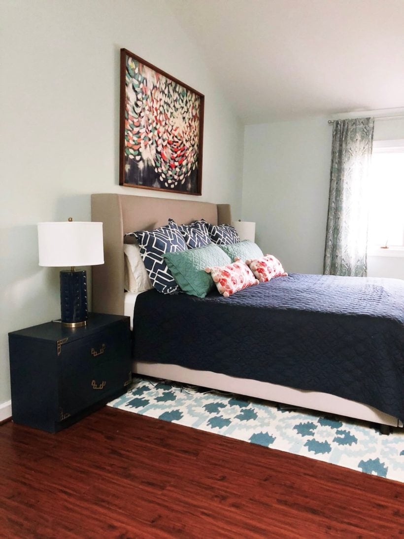 Dreaming of a colorful master bedroom? You can have a colorful master bedroom that is still serene and relaxing! Check out our bedroom and the rest of the bedrooms in this tour blog hop for tons of inspiration.