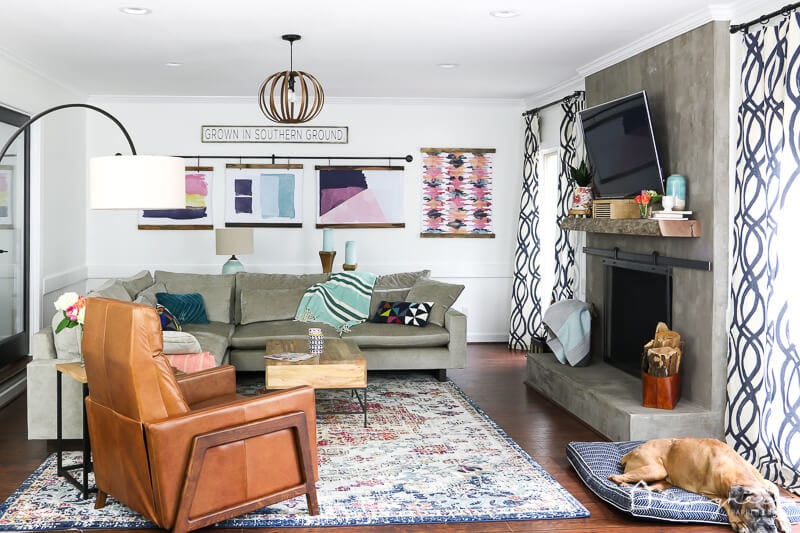 West Elm colorful family room