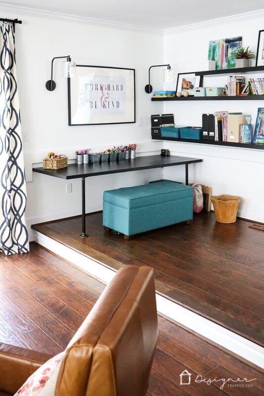 colorful family room with kid area