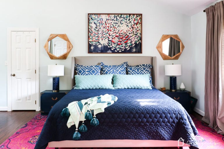 Our Pink and Navy Master Bedroom Reveal