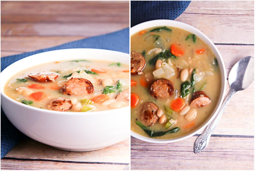 slow cooker sausage and spinach soup