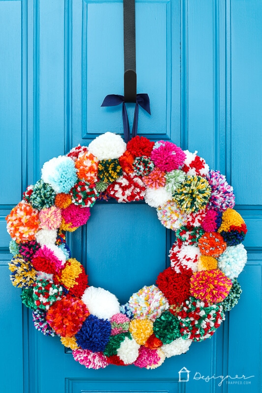 Easy Yarn Pom Pom Wreath Anyone Can Make