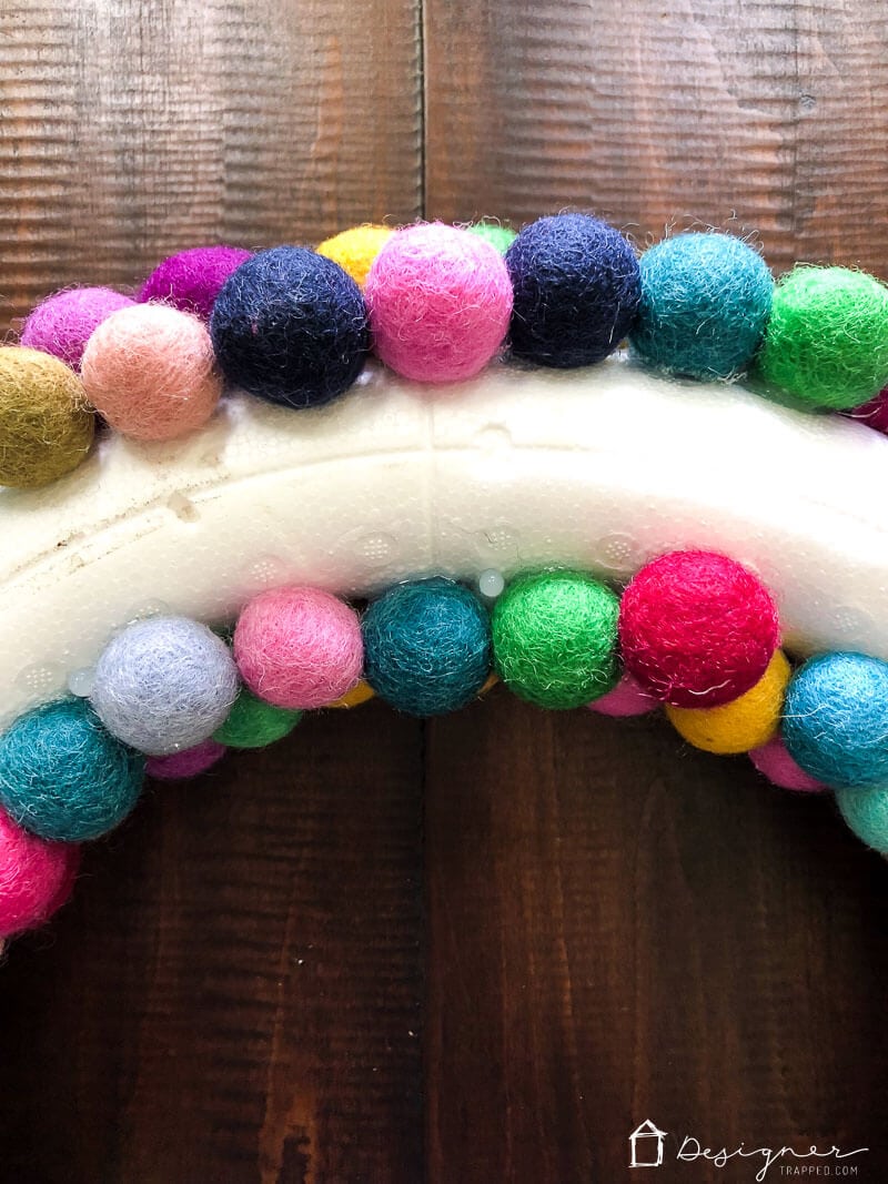 Colorful DIY Wreath Made from Felt Balls