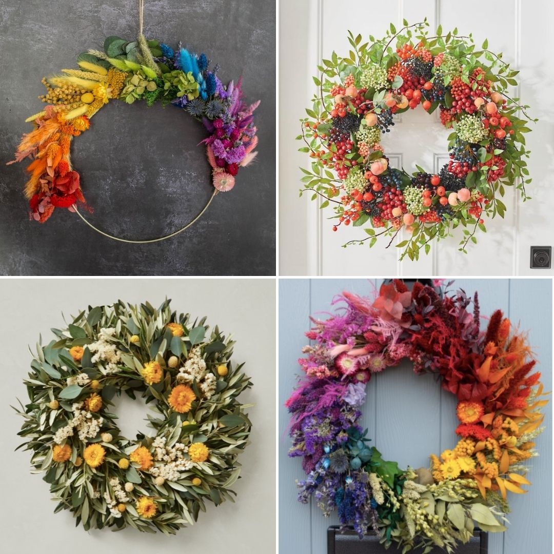 colorful and modern fall wreath ideas