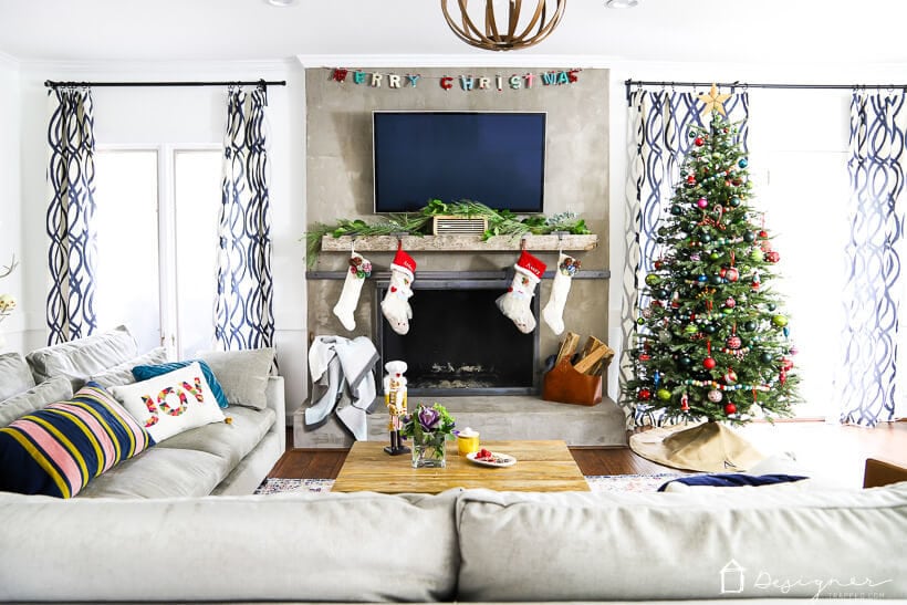 colorful Christmas decor in living