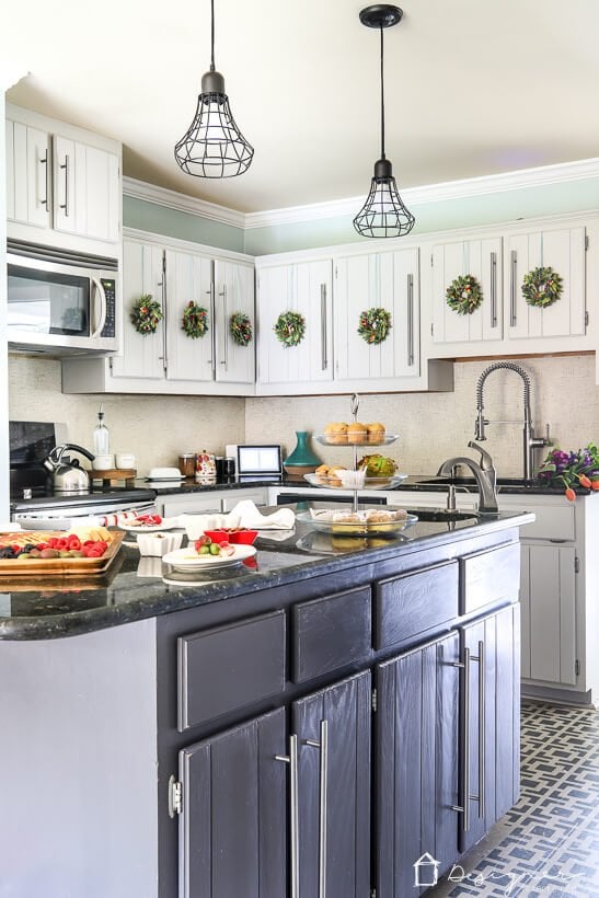 colorful Christmas decor in kitchen 