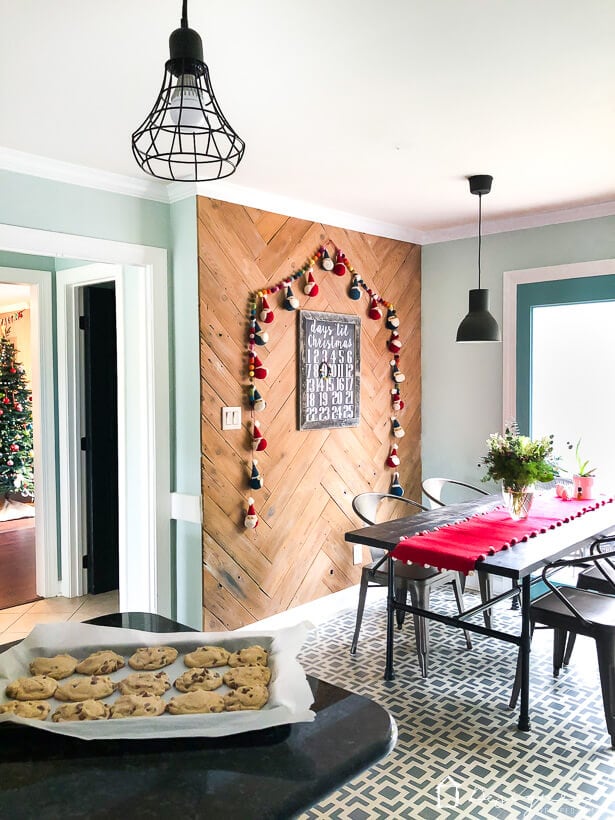 colorful Christmas decor in kitchen