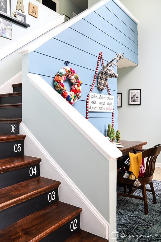 colorful Christmas decor in entryway