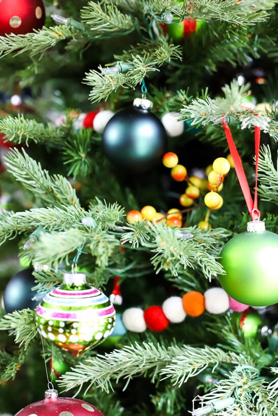 close ups of colorful ornaments