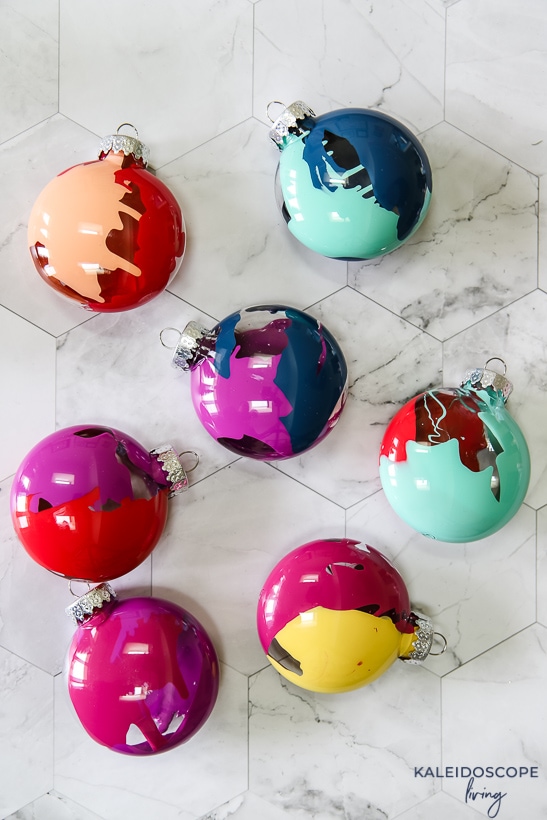 colorful DIY Christmas ornaments 
