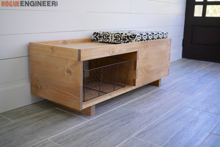 wood entryway bench with hidden storage