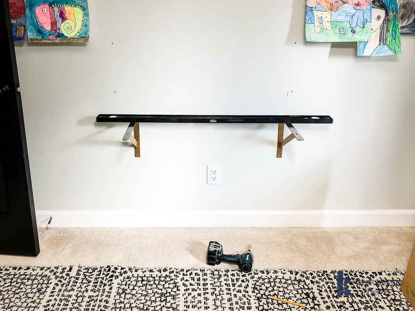 hanging wall brackets for DIY floating desk by Tasha Agruso of Kaleidoscope Living