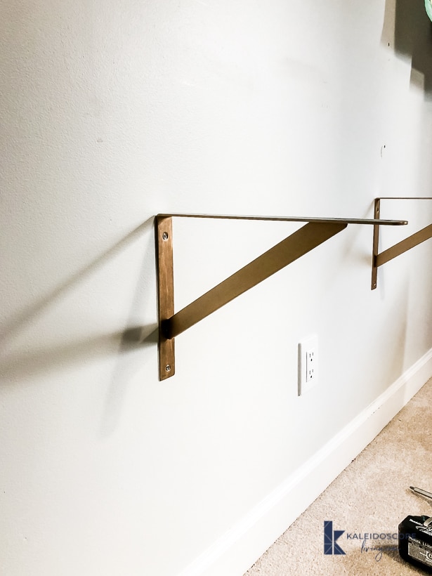 hanging wall brackets for DIY floating desk by Tasha Agruso of Kaleidoscope Living