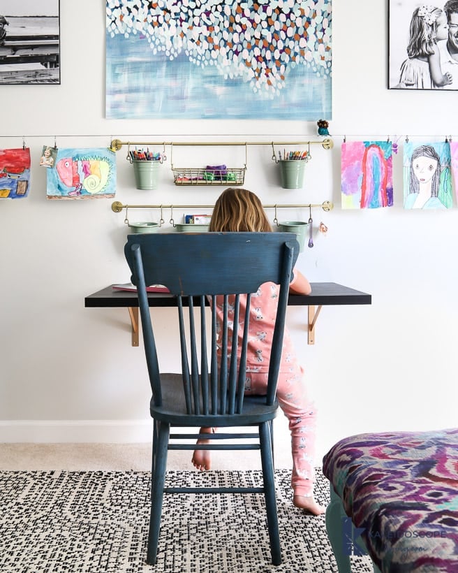 hanging wall brackets for DIY floating desk by Tasha Agruso of Kaleidoscope Living