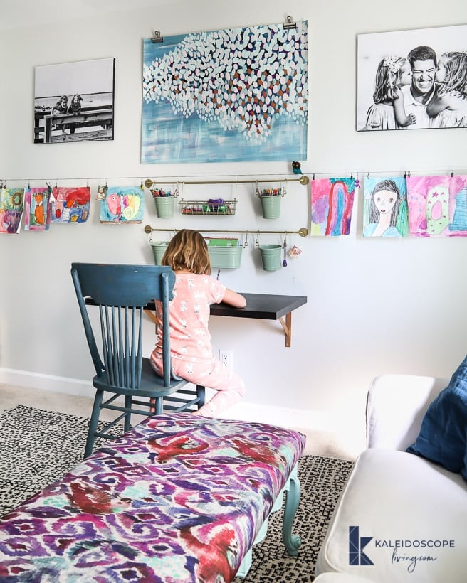 hanging wall brackets for DIY floating desk by Tasha Agruso of Kaleidoscope Living