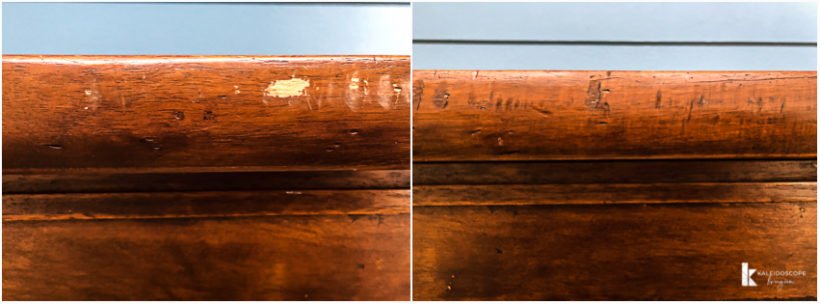 wood stain repair before and after