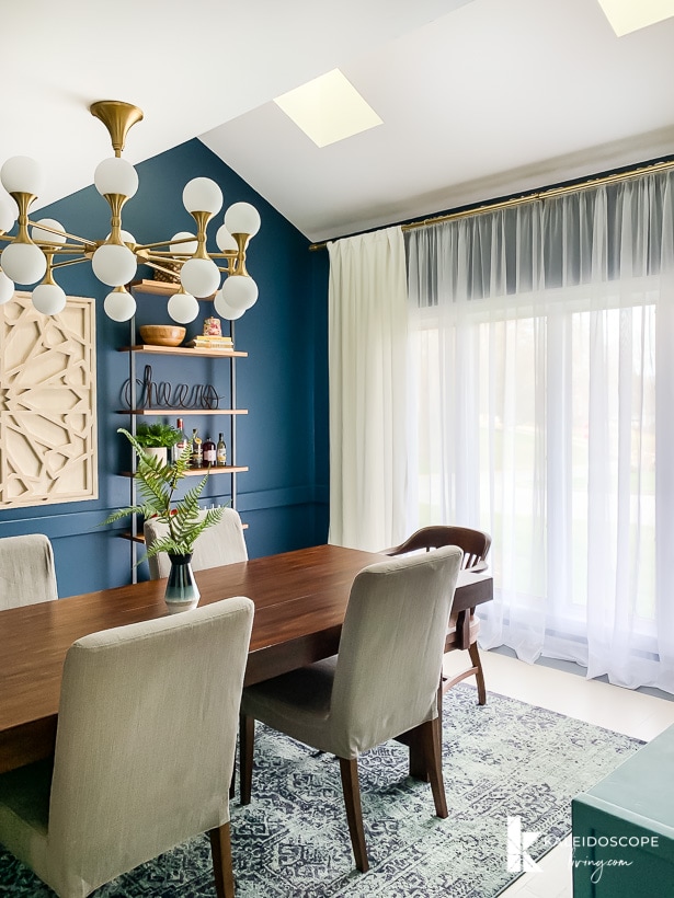 eclectic navy blue dining room