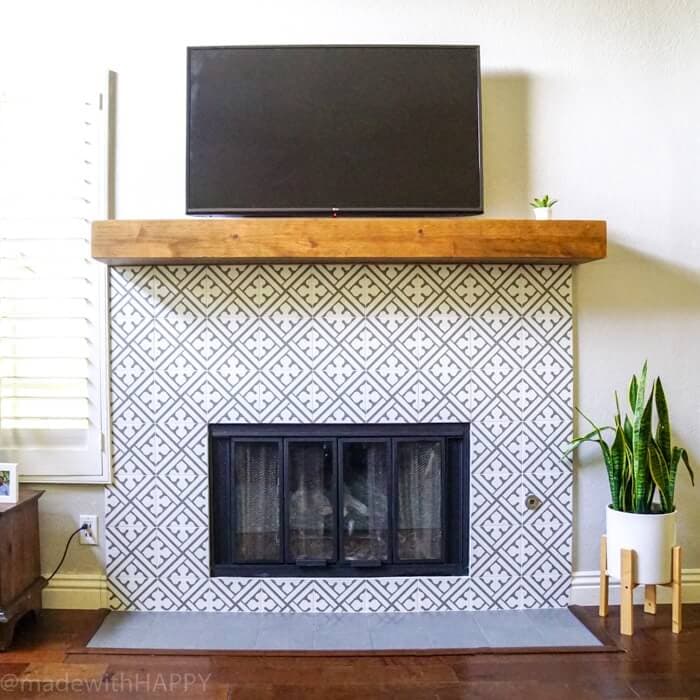 cement tile with wood mantle