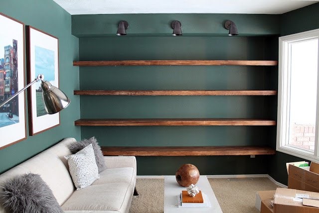 wall to wall floating shelves