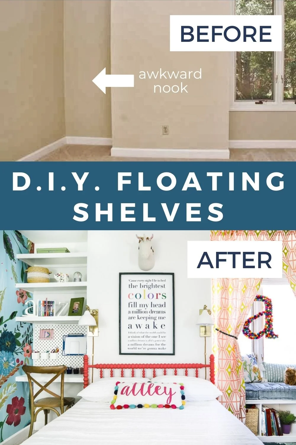 DIY Floating Shelves & Desk Tutorial