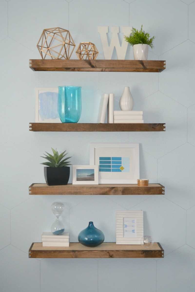 rustic modern floating shelves