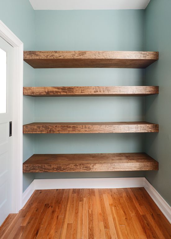 chunky wood floating shelves