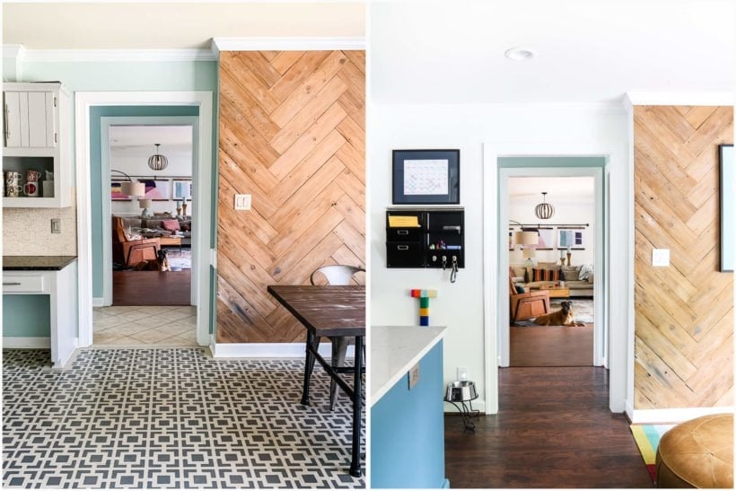 before and after kitchen remodel with laminate flooring