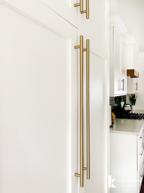 Amerock golden champagne bar pulls on pantry cabinets