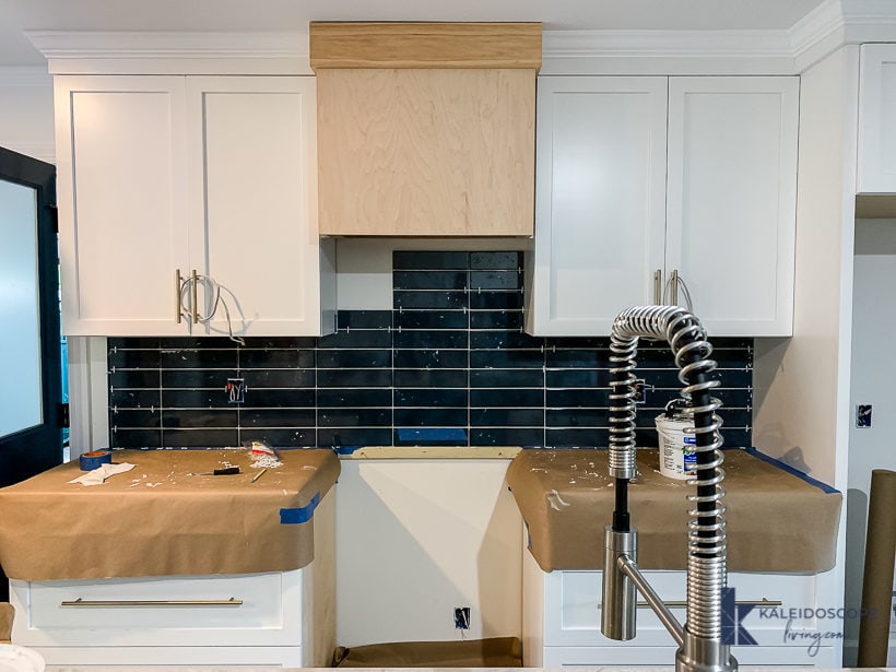 dark blue kitchen backsplash tile