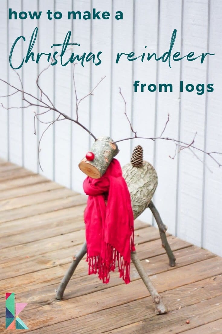 how to make a Christmas reindeer from logs