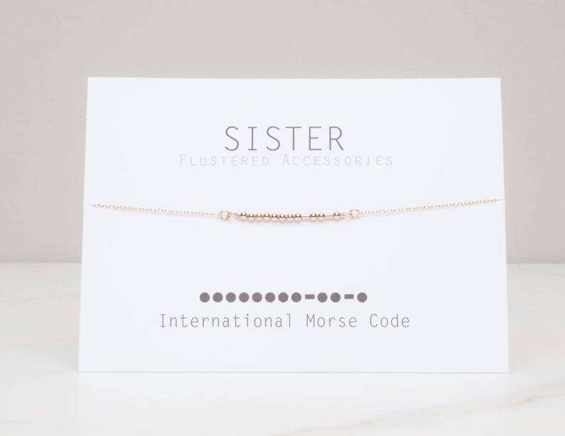 morse code sister necklace