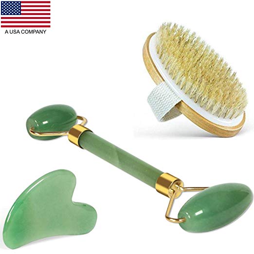 jade roller and dry brush for face