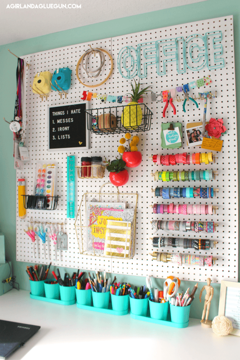 organized pegboard crafts 